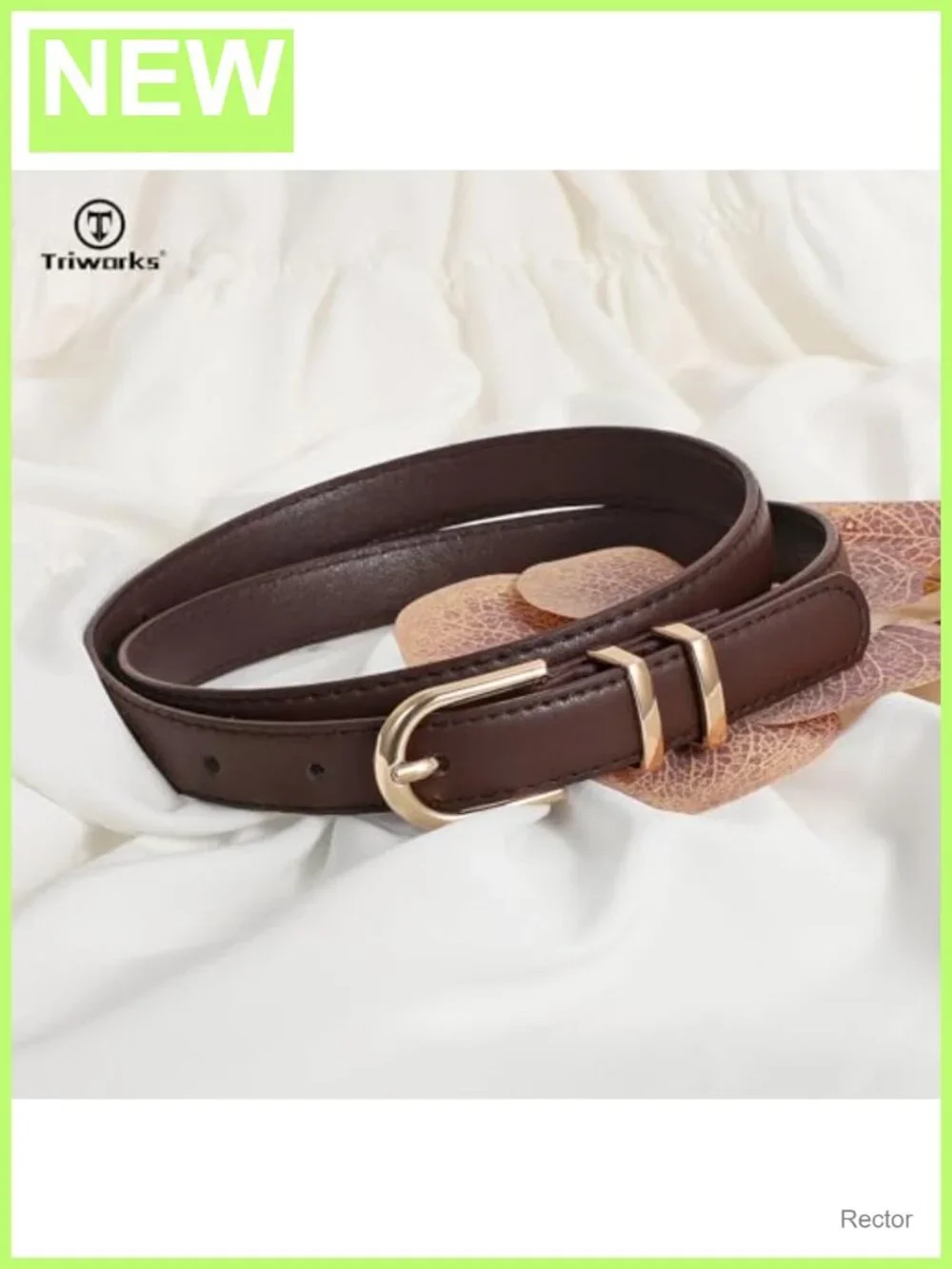 2 Pack Women Skinny Faux Leather Belts Gold Buckle Pants Jeans